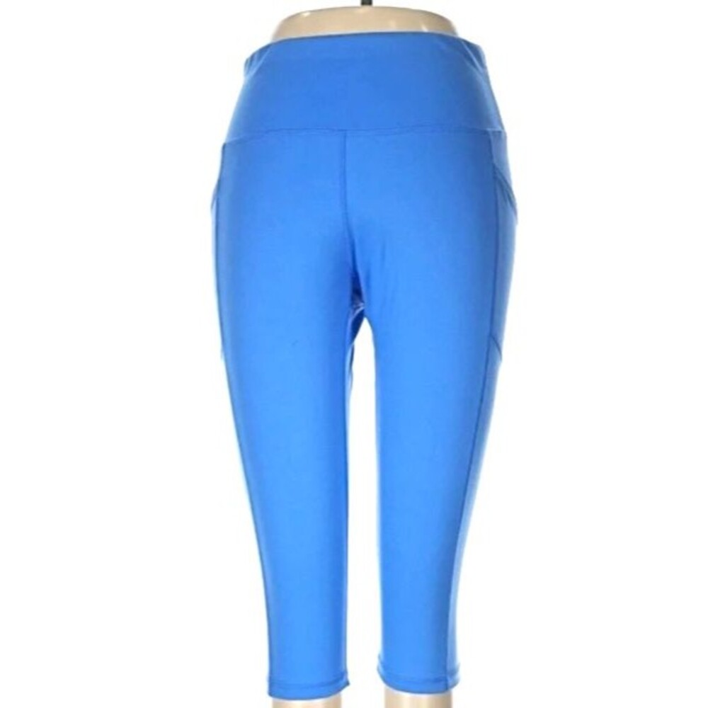 DKNY Sport Women's Size Extra Large XL High Waist Mini Capri Athletic Pants Blue